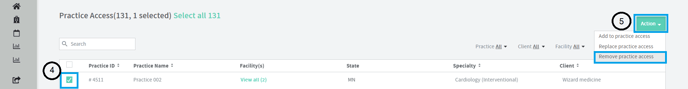 remove practice access