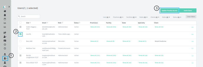 update practice access